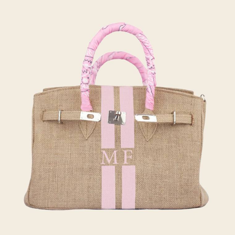 Matching jute tote and pouch retail set